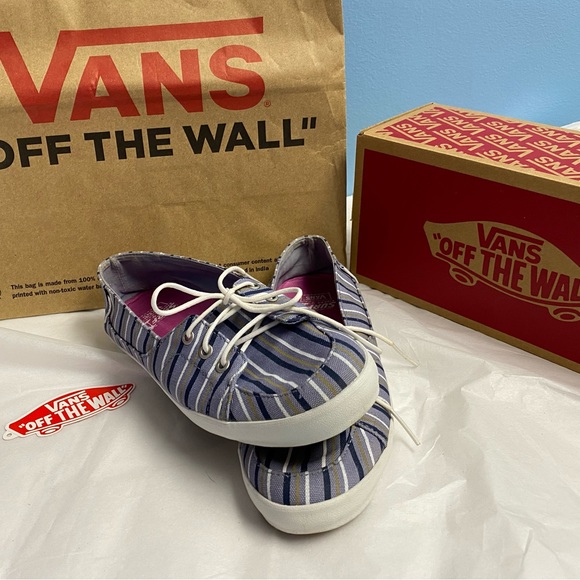 Vans Women’s Surf Sailor Navy Striped Slip on Shoes sz 8 - Picture 8 of 12